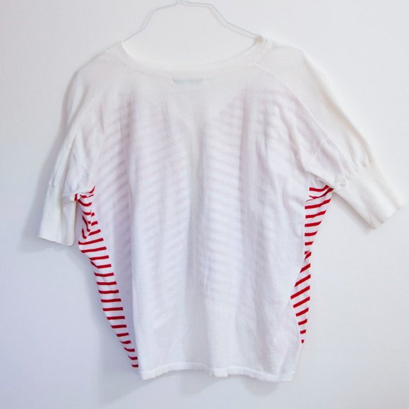 Forever 21 short sleeve white with red stripes cotton shirt. Size M - Picture 3 of 3